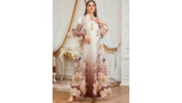 Elegant Saudi Women Abaya Flowers Dress Printed Middle East Islamic Ramadan Jalabiya Dubai Muslim Embossed Eid Robe with Tassel1