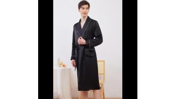 Shawl collar mens silk robe