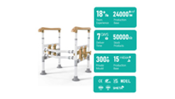 Factory Sale New Adjustable Height Bathroom Safety Stand Frame Elderly with No Drill Installation with Armrest Toilet Grab Bar1