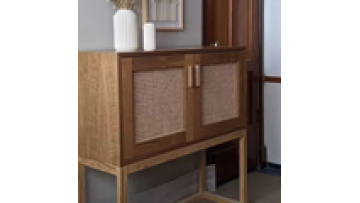 Most popular in 2024 nordic style  modern designs natural  sideboard display rattan storage   wood kitchen living room cabinet1