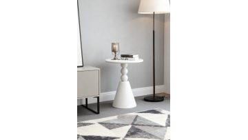 BR-25ED03 Sleek Modern White Round Coffee Table for Contemporary Living Spaces