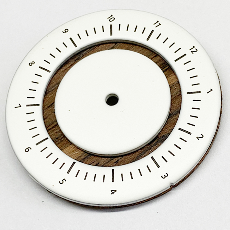 mixed wood watch dial 