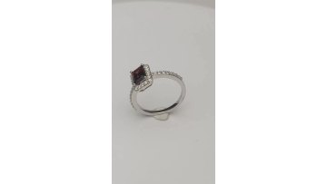Fine Jewelry Wholesale Classic Mozambique Garnet Ring 18K White Gold Lab Diamond Rhodium Plated  Engagement Rings For Women1