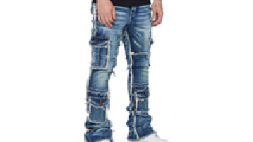 OEM Wholesale Black Custom True Vintage Wash Jeans Men Flare Slim Fit Men Stacked Denim Jeans1