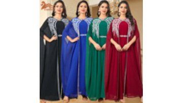 High Quality Islamic Clothing Muslim Women Factory Wholesale Long Bat Sleeve Evening  Two Piece Suit Turkish Abaya for Veils1