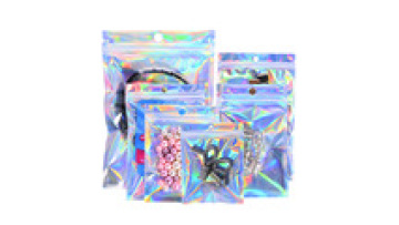 Custom Aluminum Foil Transparent Holographic Bag Resealable Smell Proof Food Small Ziplock Plastic Packaging Mylar Hologram Bags1