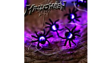 Spooky Purple LED Spider String Lights for Halloween Decor1