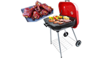 NL Black/red Outdoor Dinner Party Barbecue Grill Cart Burger Charcoal BBQ Grill for 4 to 6 People1