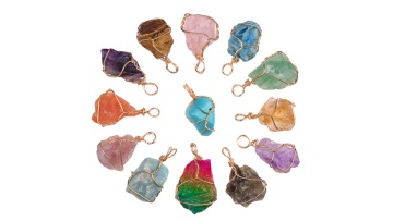 SP1926G-Nuggets Wire Wrapped Stone Pendant