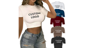 Soft Jersey Drop Shoulder Short Sleeve Casual Boxy Fit Crop Top T-shirts For Women Cotton Tshirt1