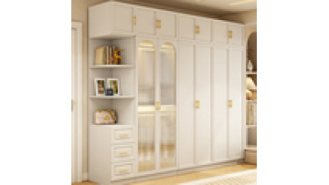 French style wardrobe home bedroom modern light luxury cream style retro white custom solid wood glass door children's wardrobe1