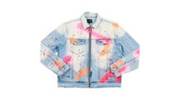 Factory Custom Vintage Wholesale Street Fashion Personality Spray Paint Men's Jacket Denim1