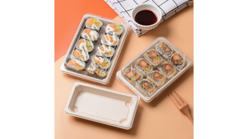 Sugarcane Bagasse Sushi Pulp Tray and Lid