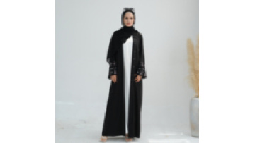 UNI Wholesale Muslim Clothing Islamic Black Abaya Dubai Embroidery Sleeves Women Open Abaya EID Ramadan Nida Kimono Abaya1