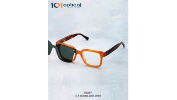 Rectangle Acetate Men's Clip-On Sunglasses 23A8067