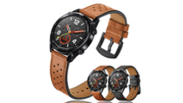22mm Genuine Leather Strap for Samsung Galaxy Watch 3 46mm, Gear S3, Amazfit Bip, Huawei Watch GT 21