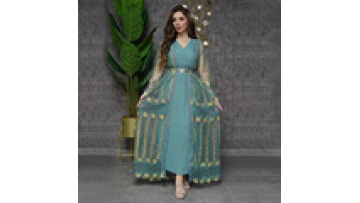 Eid Abaya Dubai Turkey Solid Color New Embroidered Mesh Coat Chiffon Vest Skirt Suit Islamic Clothing Abaya Muslim Dress Women1