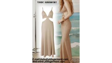 Deep V Split Thigh Sexy Backless Cami Dresses
