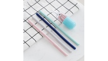 A Reusable Straws With Case And Cleaning Brush, Reusable Straws Boba With Carry Case Set1