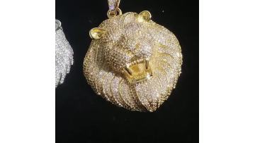 Hip Hop Jewelry Gold Silver Plated Animal Head Lion Pendant Iced Out Necklace Pendants For Men1