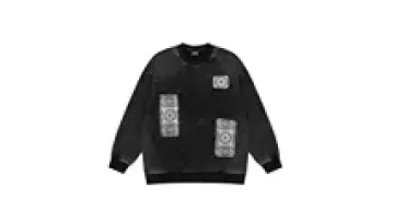 Custom Wholesale Paisley Patch Stitching Hoodless Sweater Men's  Loose Round Neck Long-sleeved Pullover1