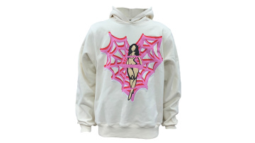 white/brown puff print hoodie