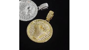 Hip Hop Diamond Pendant iced out Bling Cz Gold Plated Fist Coin Pendant Necklace1