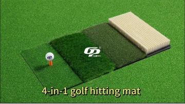 4 in 1 Golf Hitting Mat Simulated Bunker Long Short Grass Practice Mat with EVA Base Non Slip Durable Artificial Turf