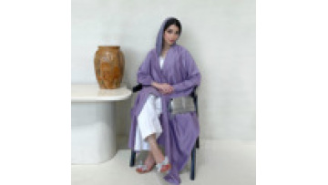 Muslim Tops Sell Women Casual Dress Solid Color One Piece Hooded Kimono Kaftan Dresses Women1