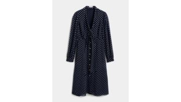 V-neck Polka Dot Printed Long Sleeved Dress
