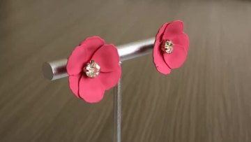 Hot sale Sumando 2022 stylish diamond stud pink flower earrings1