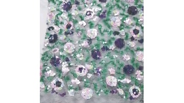 Novelty sequin fabric french mesh with colorful sequin embroidery fabric 3d fabric for weddings1