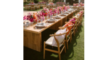 Factory Direct Sale Products  Commercial Furniture Rectangle Shape Nature Wood Banquet  Hotel Folding Outdoor Wedding Table1