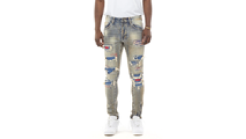 New Custom Men's Skinny Jeans Tie Dye Ripped Denim Trousers Stretch Comfy Casual Denim Pants Men1