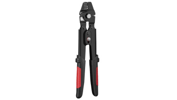 Red and black aluminum sleeve crimping pliers