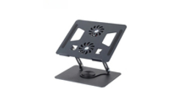 Metal Adjustable Laptop Stand 360 Degree Rotating Laptop Cooling Stand Foldable Laptop Riser Stand with Double Fans1