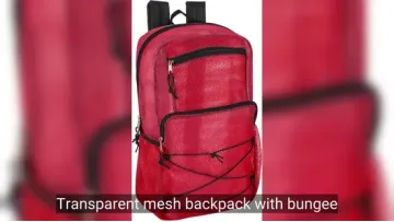 Transparent Mesh Backpack with Bungee Cord and Adjustable Padded Shoulder Straps1