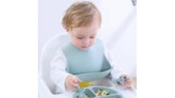 Bpa free food grade soft silicone waterproof leak-proof adjustable anti-dirty kids tableware baby bid1