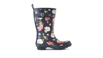 Ladies Floral Mid-Cut Rubber Rain Boots1