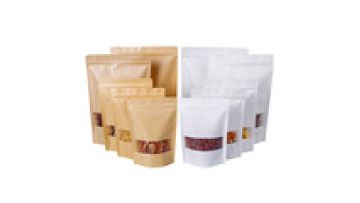 Customizable Manufacturer food grade Stand up kraft paper bag with clear window and zipper for food flour nut tea spices1
