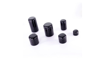 Black glass jar and bakelite lid