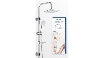 Leelongs Ultra Thin Chrome Square 9inch Shower Head Bath Shower Column Set with Brass Water Diverter1