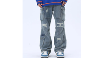 Street Wear Trousers for Men Custom Baggy Cargo Stacked Jeans Men High Quality1
