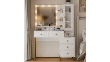 Bedroom Furniture Led Light wholesale Hot sale White Color Optional Storage Dresser Makeup Vanity Dressing Table With LED1