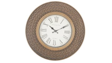 Vintage Woven-Texture Wall Clock – White Roman Dial & Black Hands