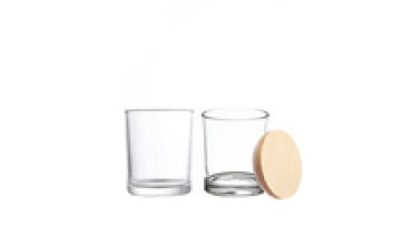 Wholesale Clear Glass Cylinder Candle Jars with Metal Wooden Bamboo Lids High-End Candle Vessel with Lid for Candle Making1