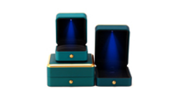 Hanhong wholesale custom plastic spray painted jewelry packaging box square luxury necklace ring light green led jewelry box1