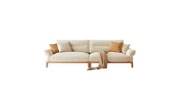 Maxky Fabric sofa solid wood simple modern large and small apartment living room log sofa cream wind straight row three people1