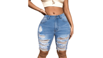 Custom Plus Size Female Stretchy Jean Jeans Distressed Tight Shorts for Women1