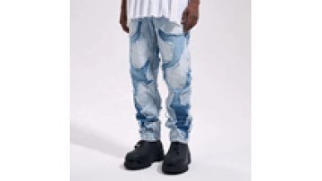 Quality Mens Vintage Regular Fit Stacked Distressed Blue Patchwork Jeans for Men1